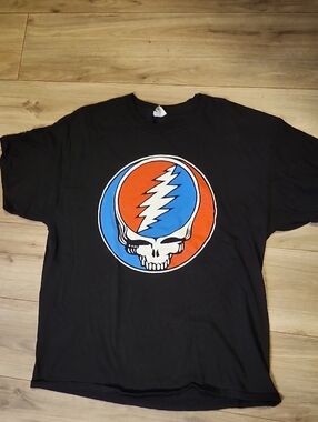 Grateful Dead Black Tee with Red & Blue Steal Your Face Logo - XL